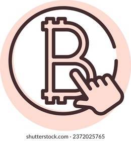 Blockchain click, illustration or icon, vector on white background.