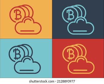 Blockchain Cloud Logo Template, Simple Flat Icon of cloud,data,technology