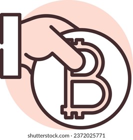 Blockchain coin, illustration or icon, vector on white background.