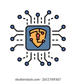 Blockchain color flat icon for digital and print projects.  Minimal clean icons for apps and websites. Modern simple icons for UI UX and branding