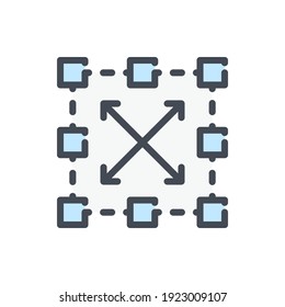 Blockchain color line icon. Blocks and connections vector outline colorful sign.