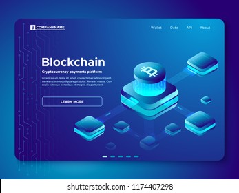 Blockchain composition. Cryptography anonymous cryptocurrency payments 3d concept platform composite currency analyst pay. Secure connection crypto electronic cash paying isometric vector illustration