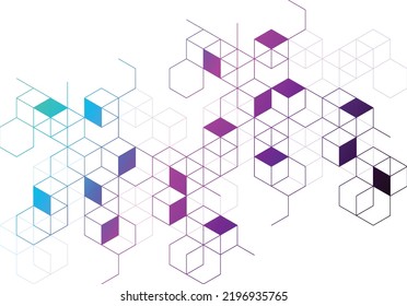 Blockchain concept banner with abstract geometric polygonal with connecting dots and lines. Science and technology background. Vector illustration