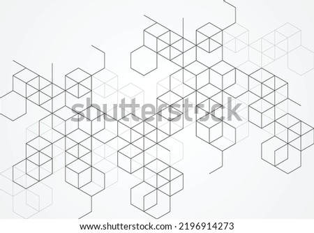 Blockchain concept banner with abstract geometric polygonal with connecting dots and lines. Science and technology background. Vector illustration