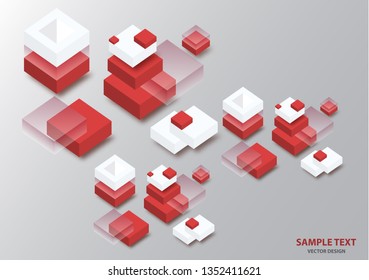 Blockchain concept banner. Isometric blocks, cubes connect with each other and form cryptochains. Vector abstract technology background for your design.