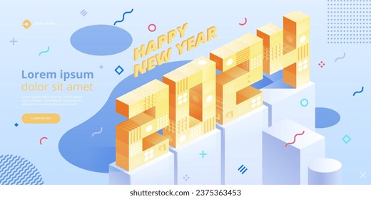 Banner de concepto de Blockchain. Los bloques digitales isométricos se conectan entre sí y modelan la cadena criptográfica. Bloques o cubos, la conexión consta de dígitos. Resumen de los antecedentes tecnológicos. Ilustración del vector