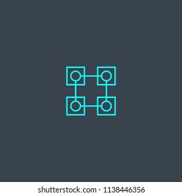 Blockchain concept blue line icon. Simple thin element on dark background. Blockchain concept outline symbol design from Cryptocurrency set. Can be used for web and mobile UI/UX