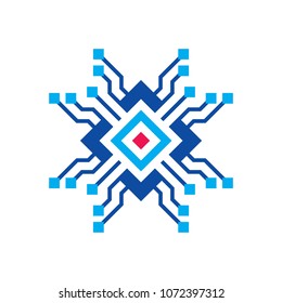 Blockchain - concept business logo template vector illustration. Future technology creative sign. Digital cryptocurrency icon. Computer electronic symbol. Processor insignia. Graphic design element. 