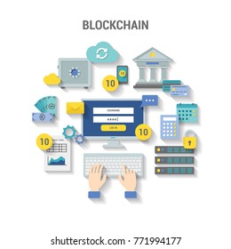 Blockchain concept finance banner with shadow