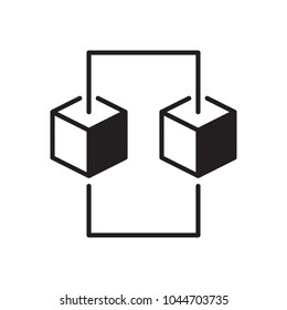 Blockchain concept icon or symbol made with two cubes