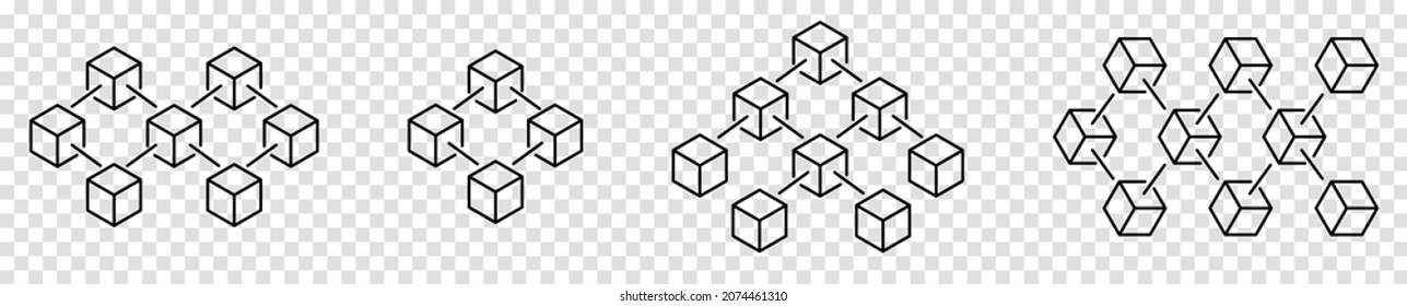Blockchain concept icon. Vector symbols isolated on transparent background
