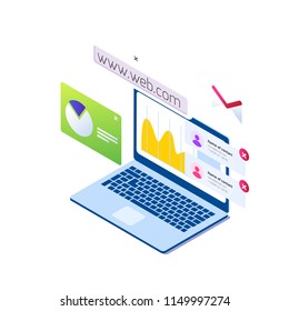 Blockchain Concept Laptop Finance Chart Background Vector Image
