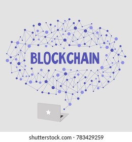 Blockchain, conceptual illustration. Flat editable vector clip art. Vector illustration. Modern technologies. Cloud.
