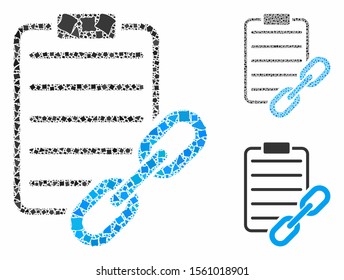 Blockchain contract composition of humpy elements in different sizes and shades, based on blockchain contract icon. Vector irregular items are combined into composition.