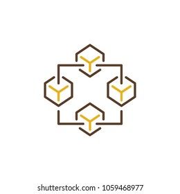 Blockchain creative icon. Block chain technology vector concept sign or logo element on white background