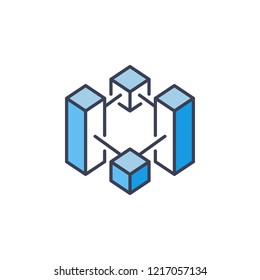 Blockchain crypto blue icon. Vector cryptocurrency concept symbol on white background