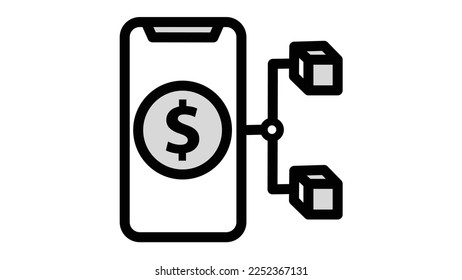 Blockchain crypto mobile application icon.Flat vector graphic.