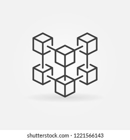 Blockchain crypto technology vector concept icon or design element in thin line style