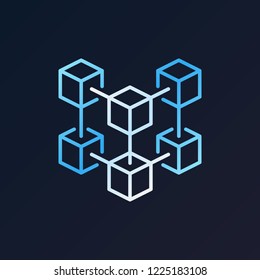 Blockchain crypto technology vector modern icon or logo element in outline style on dark background