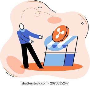 Blockchain cryptocurrency business invesment concept. Internet stock market trading, money investment. Cryptocurrency exchange platform. Financial digital payment system, marketplace for ripple trade