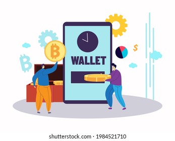 Blockchain cryptocurrency business invesment and trade concept for web landing page, presentation, social, poster or print media illustration