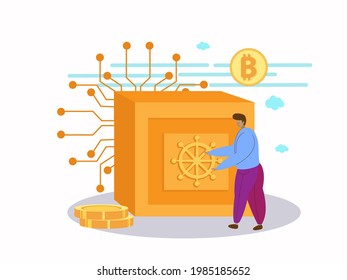 Blockchain cryptocurrency business invesment and trade concept for web landing page, presentation, social, poster or print media illustration