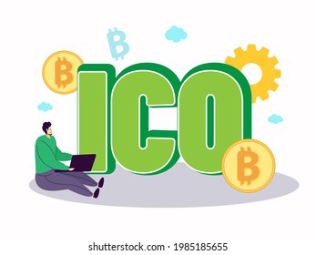Blockchain cryptocurrency business invesment and trade concept for web landing page, presentation, social, poster or print media illustration