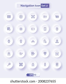 Blockchain and cryptocurrency collection set 2. Symbols such as digital assets, encryption, cryptocurrency, and transaction are included in the set. Vector illustration. 