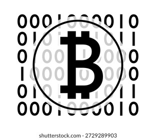Blockchain e conceito de criptomoeda. Resumo das conexões blockchain com o ícone Bitcoin. Ícone de bitcoin de design plano, sinal de criptomoeda moderna. Criptomoeda, bitcoin, blockchain, mineração. Ilustração vetorial