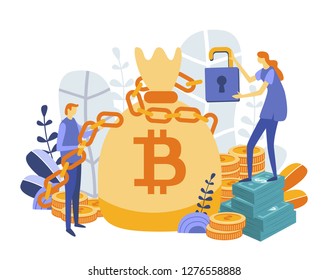 Blockchain, Cryptocurrency Concept for web page, banner, presentation. Vector illustration