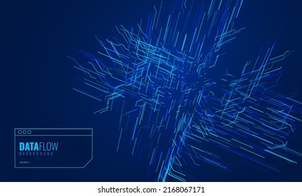 Blockchain Cryptocurrency Data Flow Technology Background. Big Data Flow Block Validation in the Blockchain Concept. Abstract 3D Lines. Vector Illustration.