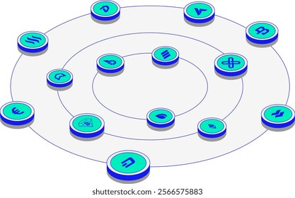 Blockchain Cryptocurrency Different Server  Illustration