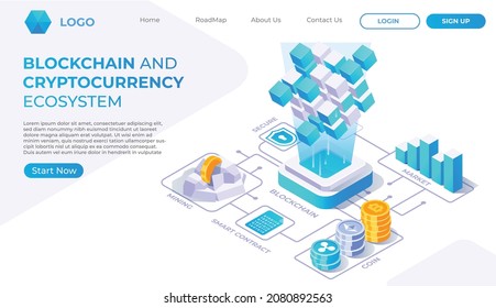 Blockchain And Cryptocurrency Ecosystem Isometric Illustration