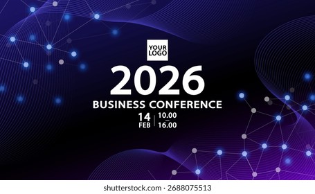 A blockchain or cryptocurrency event presentation slide. A dark, high-tech background with a plexus network, symbolizing a decentralized system. A template for a fintech or crypto forum.