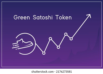 Blockchain Cryptocurrency Green Satoshi Token going to the moon - Cryptocurrency hike - Digital virtual money tokens. Decentralized finance technology illustration Background