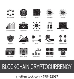 blockchain cryptocurrency icon  flat balck