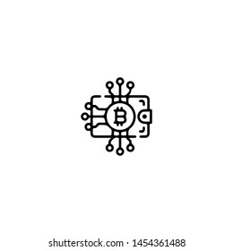 Blockchain Cryptocurrency Icon. Modern computer network technology sign. Digital graphic symbol. Bitcoin mining