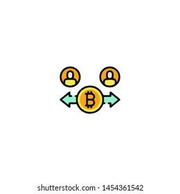Blockchain Cryptocurrency Icon. Modern computer network technology sign. Digital graphic symbol. Bitcoin mining