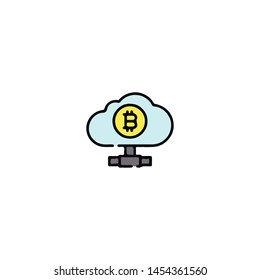 Blockchain Cryptocurrency Icon. Modern computer network technology sign. Digital graphic symbol. Bitcoin mining