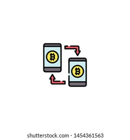 Blockchain Cryptocurrency Icon. Modern computer network technology sign. Digital graphic symbol. Bitcoin mining