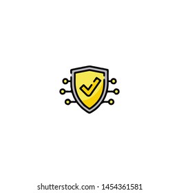 Blockchain Cryptocurrency Icon. Modern computer network technology sign. Digital graphic symbol. Bitcoin mining