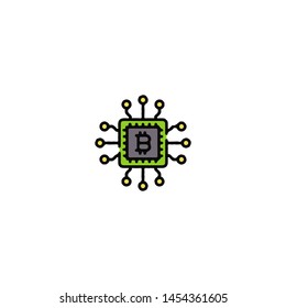 Blockchain Cryptocurrency Icon. Modern computer network technology sign. Digital graphic symbol. Bitcoin mining