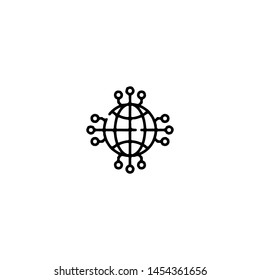 Blockchain Cryptocurrency Icon. Modern computer network technology sign. Digital graphic symbol. Bitcoin mining