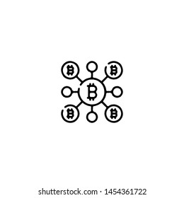 Blockchain Cryptocurrency Icon. Modern computer network technology sign. Digital graphic symbol. Bitcoin mining