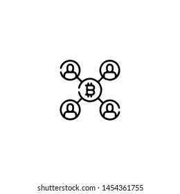 Blockchain Cryptocurrency Icon. Modern computer network technology sign. Digital graphic symbol. Bitcoin mining