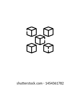 Blockchain Cryptocurrency Icon. Modern computer network technology sign. Digital graphic symbol. Bitcoin mining