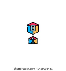 Blockchain Cryptocurrency Icon. Modern computer network technology sign. Digital graphic symbol. Bitcoin mining