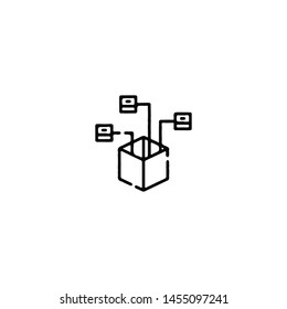 Blockchain Cryptocurrency Icon. Modern computer network technology sign. Digital graphic symbol. Bitcoin mining