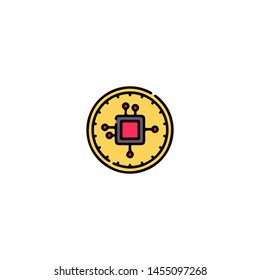 Blockchain Cryptocurrency Icon. Modern computer network technology sign. Digital graphic symbol. Bitcoin mining