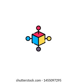 Blockchain Cryptocurrency Icon. Modern computer network technology sign. Digital graphic symbol. Bitcoin mining